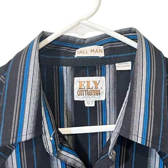 Ely Cattleman Mens Black/Blue Striped Western Shirt Snap-Front Long Sleeve XLT - Picture 3 of 5